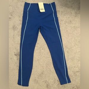 Fabletics blue leggings with contrast stitching